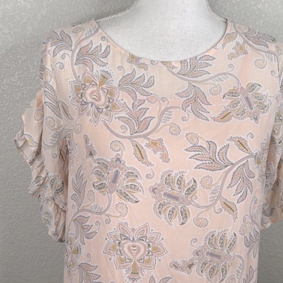 LOFT Light Pink Floral Lace Boho Midi Dress Size XS - Picture 2 of 8